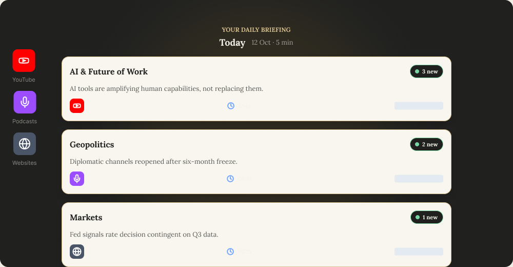 A personal AI content briefing feed